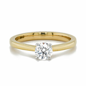 9K Yellow Gold Round Diamond Solitaire Ring