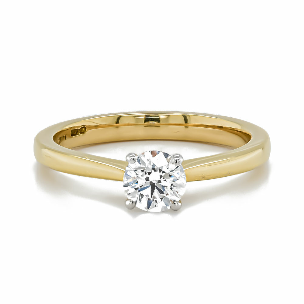 9K Yellow Gold Round Diamond Solitaire Ring
